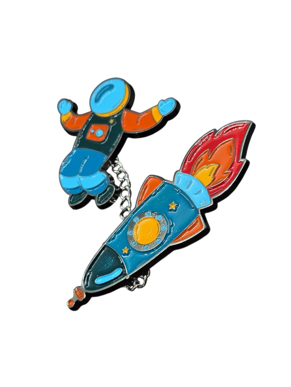 Loot Crate DX 2019 Astronaut Rocket Enamel Pin Set Space Cosmic Bound New